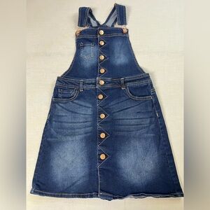 Wonder Nation Girls Blue Denim Bib Jumper, Size L (10/12), 27" Waist,